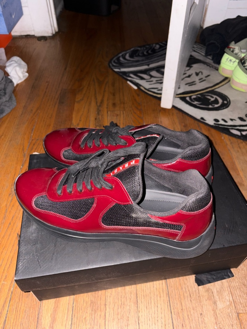 Prada Men’s Bordeaux & Black Sneakers - Picture 6 of 7